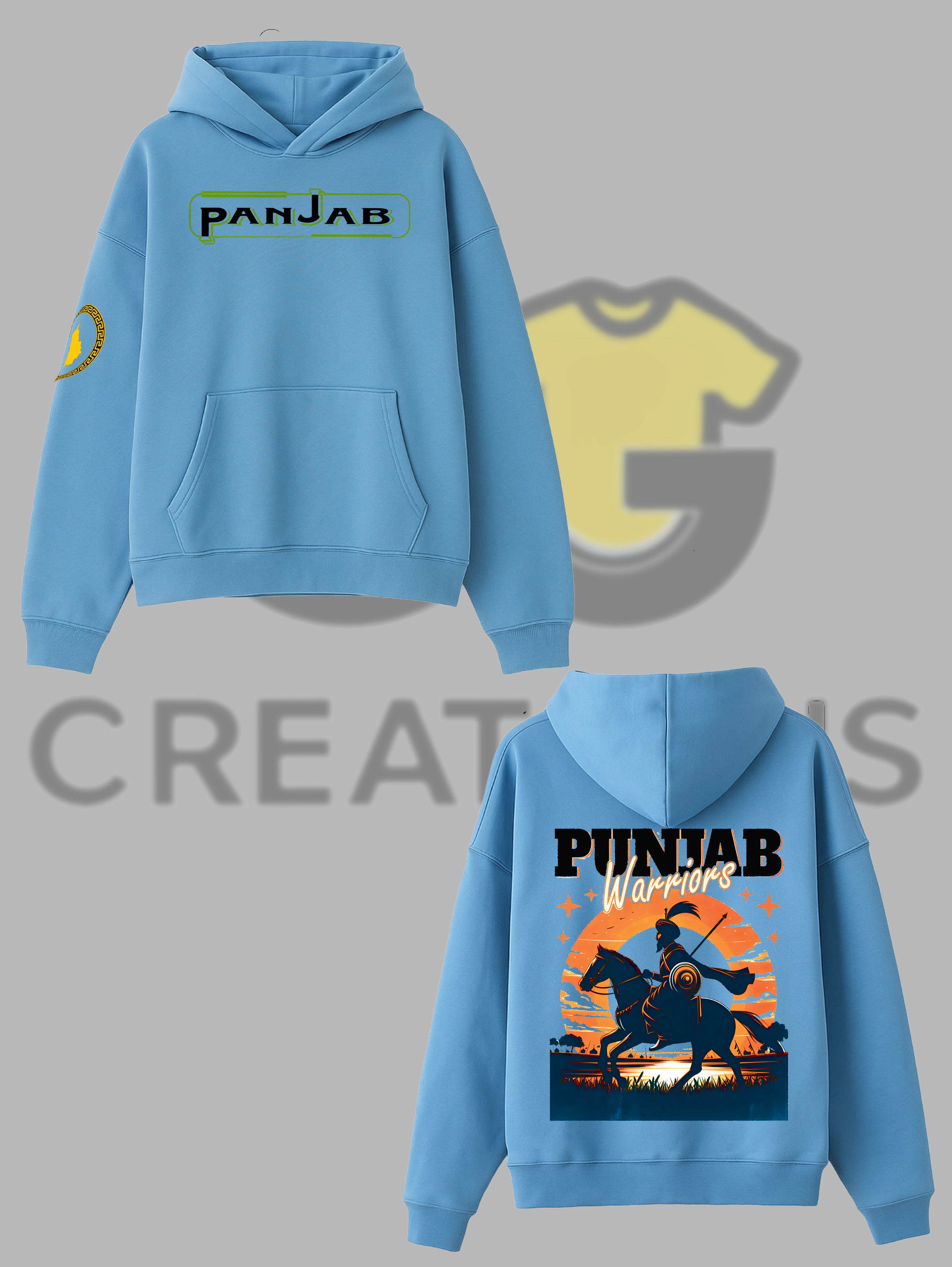 Blue Light-Weight Terry Cotton Jersey Hoodie